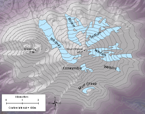 Mount Shasta Glaciers Map