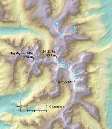 Map of Park Range glaciers